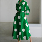 Women's Elegant Collared Front-Wrap Maxi Dress