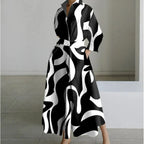 Women's Elegant Collared Front-Wrap Maxi Dress