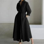 Women's Elegant Collared Front-Wrap Maxi Dress