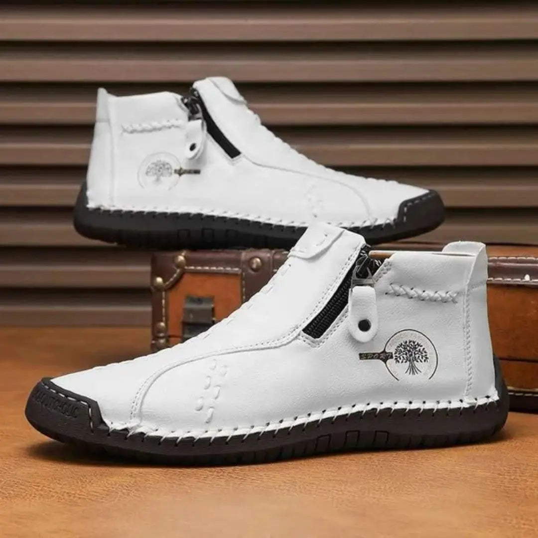 Women's Hand-Stitched Comfort Ankle Boots with Side Zip