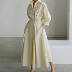 Women's Elegant Collared Front-Wrap Maxi Dress
