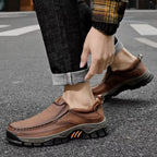 Mantraff Men's Leather Slip-On Walking Boots