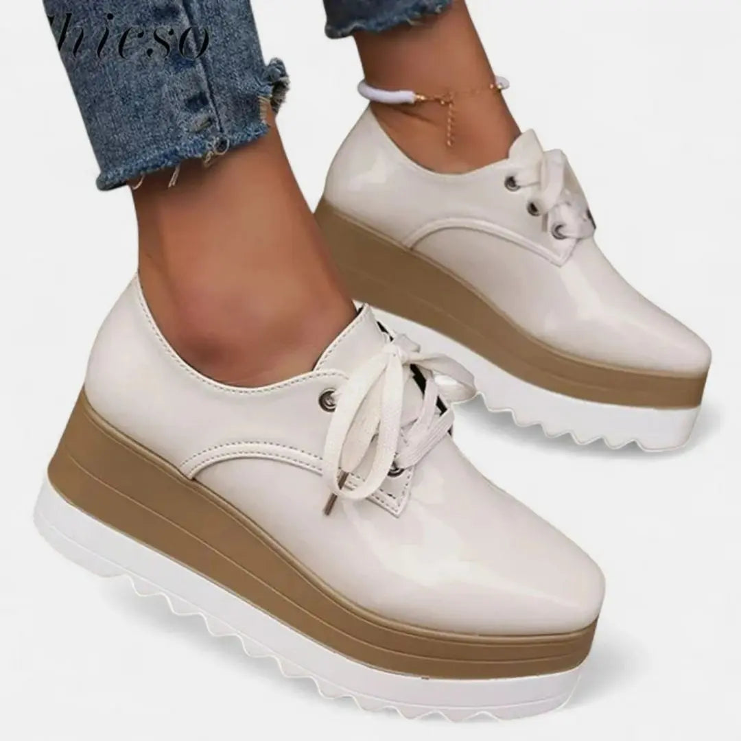 Women's Water-Resistant Square-Toe Platform Derbies