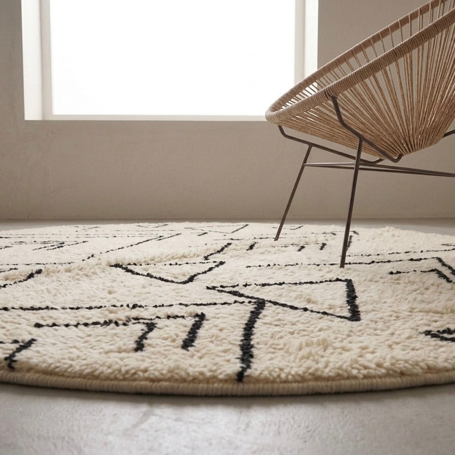 Moroccan rug Round Beni ouarain rug Handmade natural wool carpet custom size