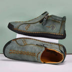 Women's Hand-Stitched Comfort Ankle Boots with Side Zip