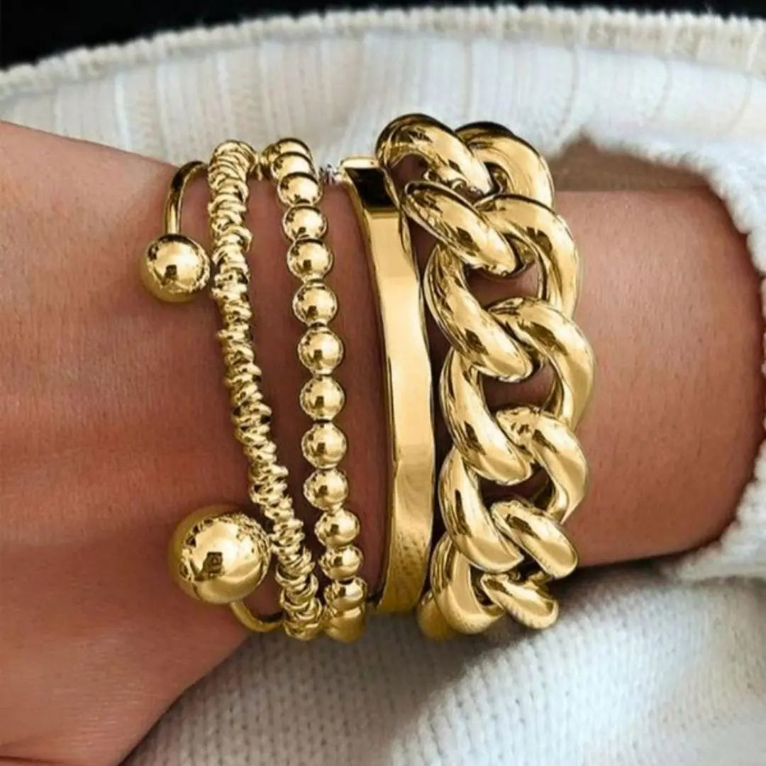 5pc Chunky Stackable Bracelet Set