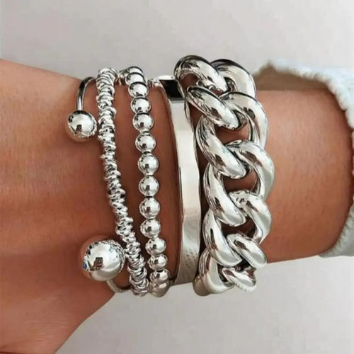 5pc Chunky Stackable Bracelet Set