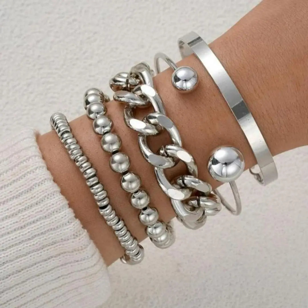 5pc Chunky Stackable Bracelet Set