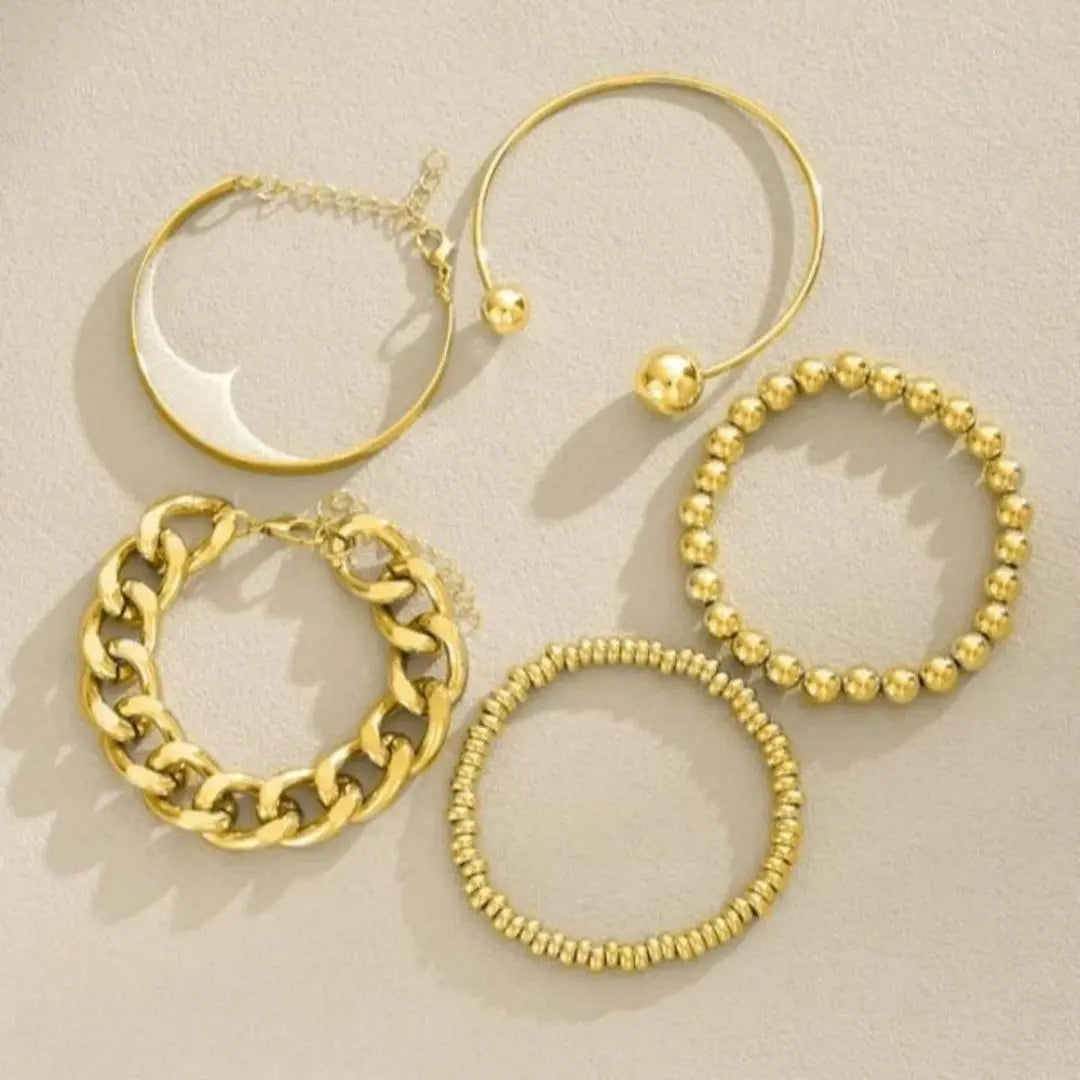 5pc Chunky Stackable Bracelet Set