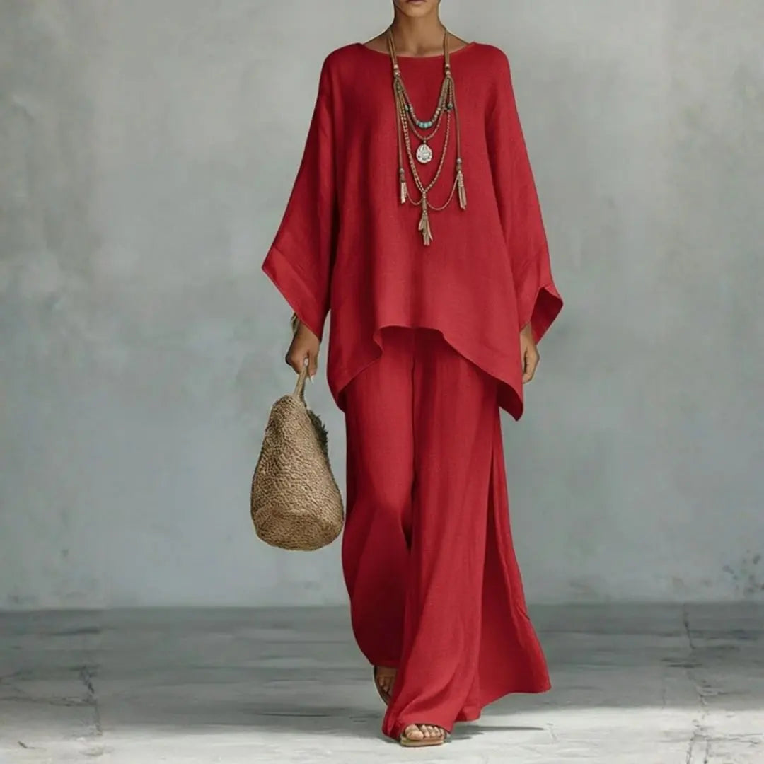 Women's Breathable Linen Oversized Two-Piece Set