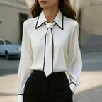 Monaco Contrast Women's Tie Blouse