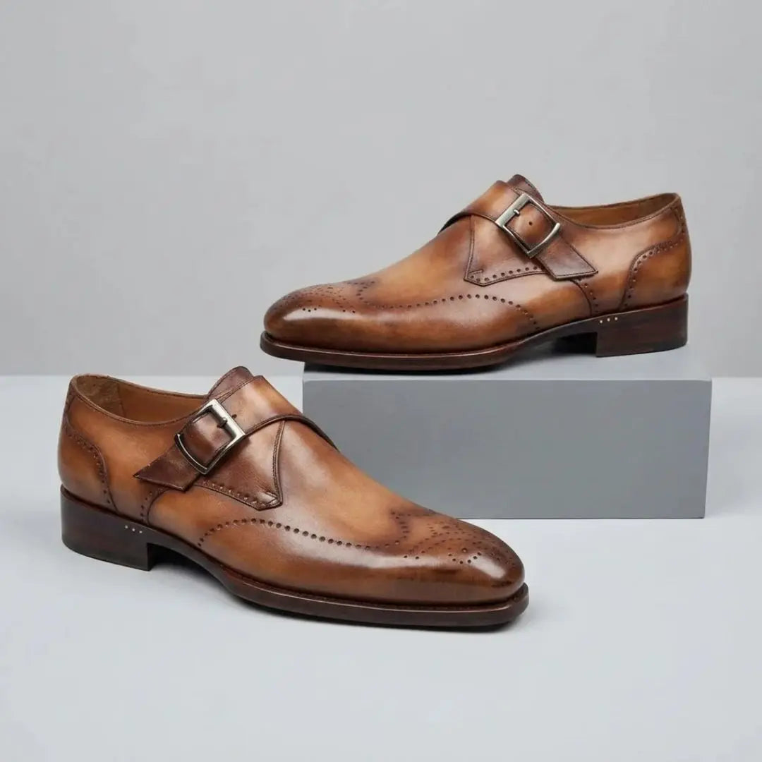 Brenton Men's Wingtip Single Monk Strap Dress Shoes