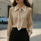 Monaco Contrast Women's Tie Blouse