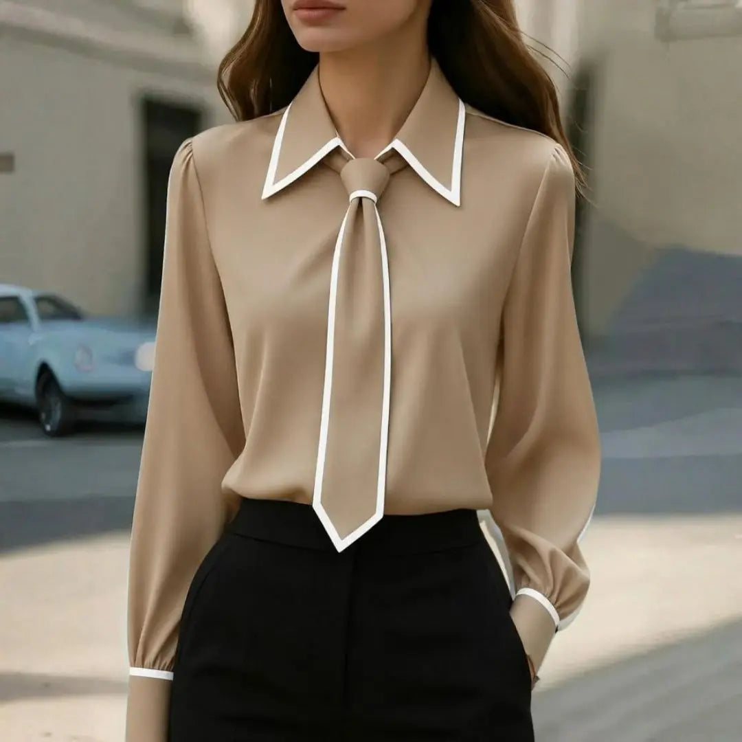 Monaco Contrast Women's Tie Blouse