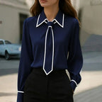 Monaco Contrast Women's Tie Blouse