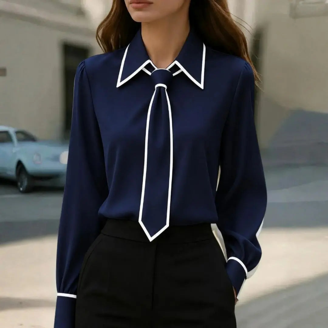 Monaco Contrast Women's Tie Blouse
