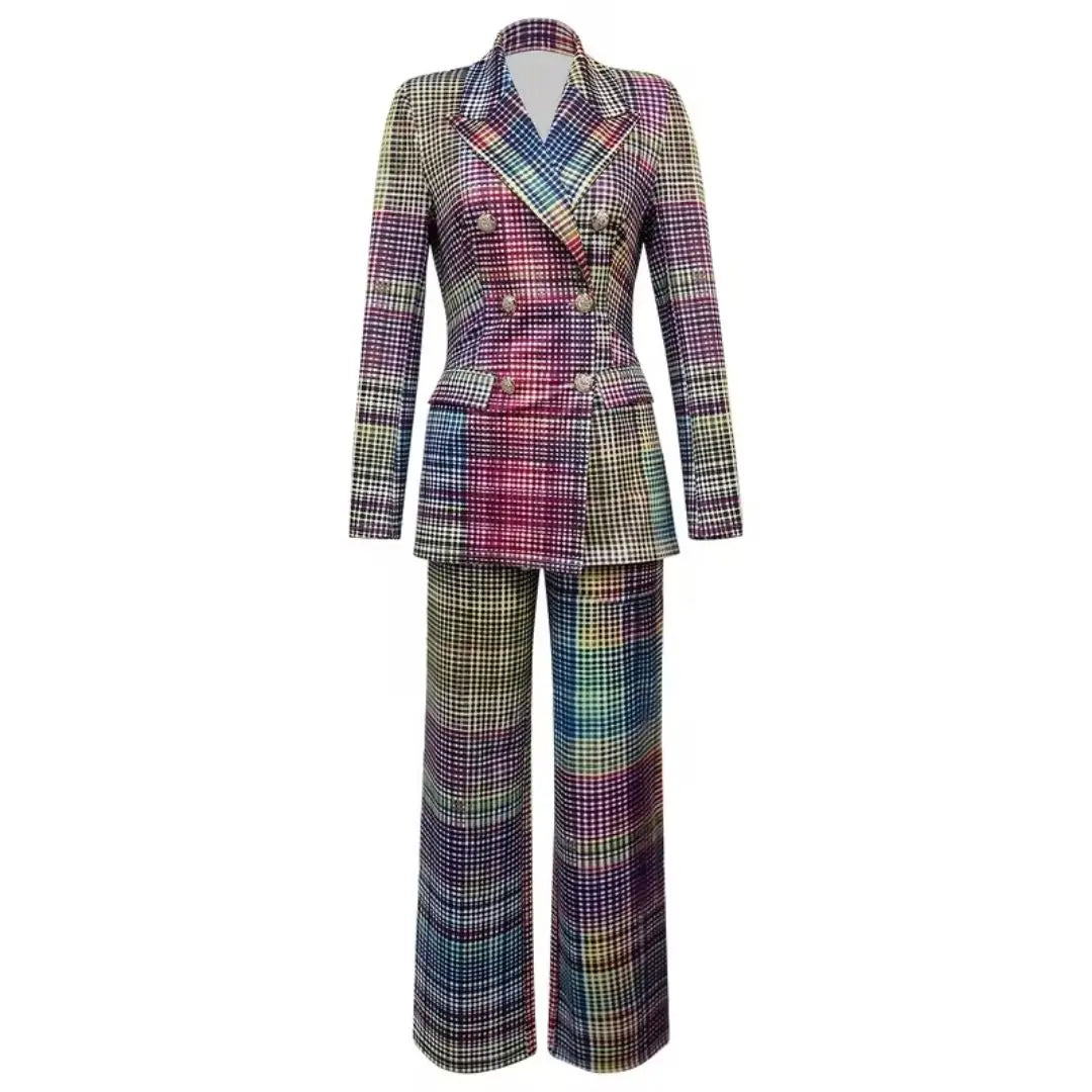 Sophia - Women's Luxe Multicolor V-neck Suit