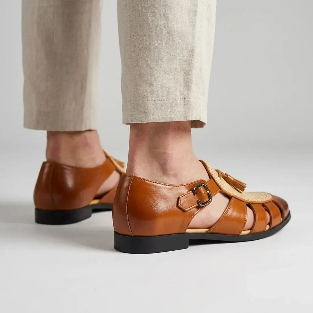 Arlo Men's Tassel Closed-Toe Monk Strap Sandals