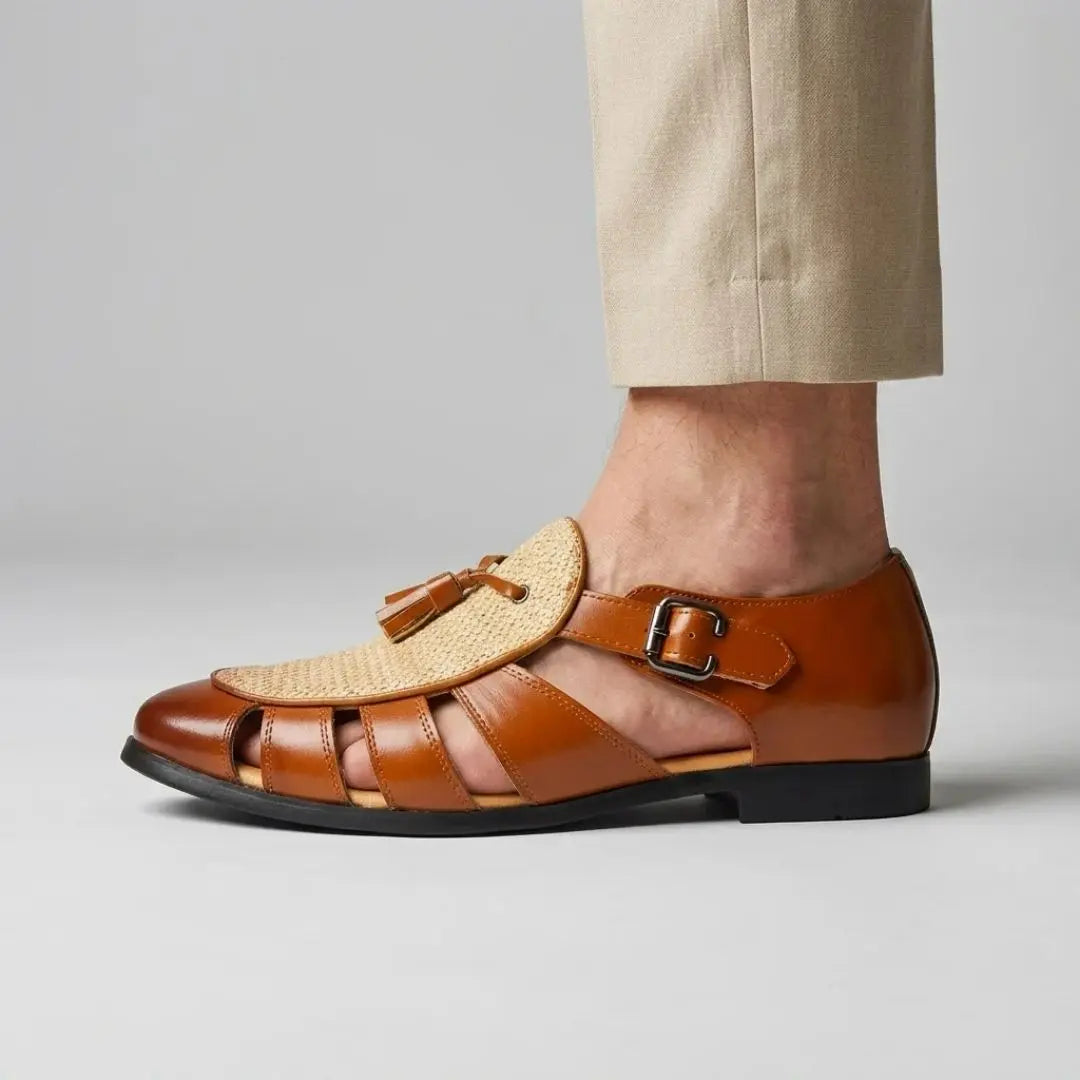 Arlo Men's Tassel Closed-Toe Monk Strap Sandals