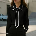 Monaco Contrast Women's Tie Blouse