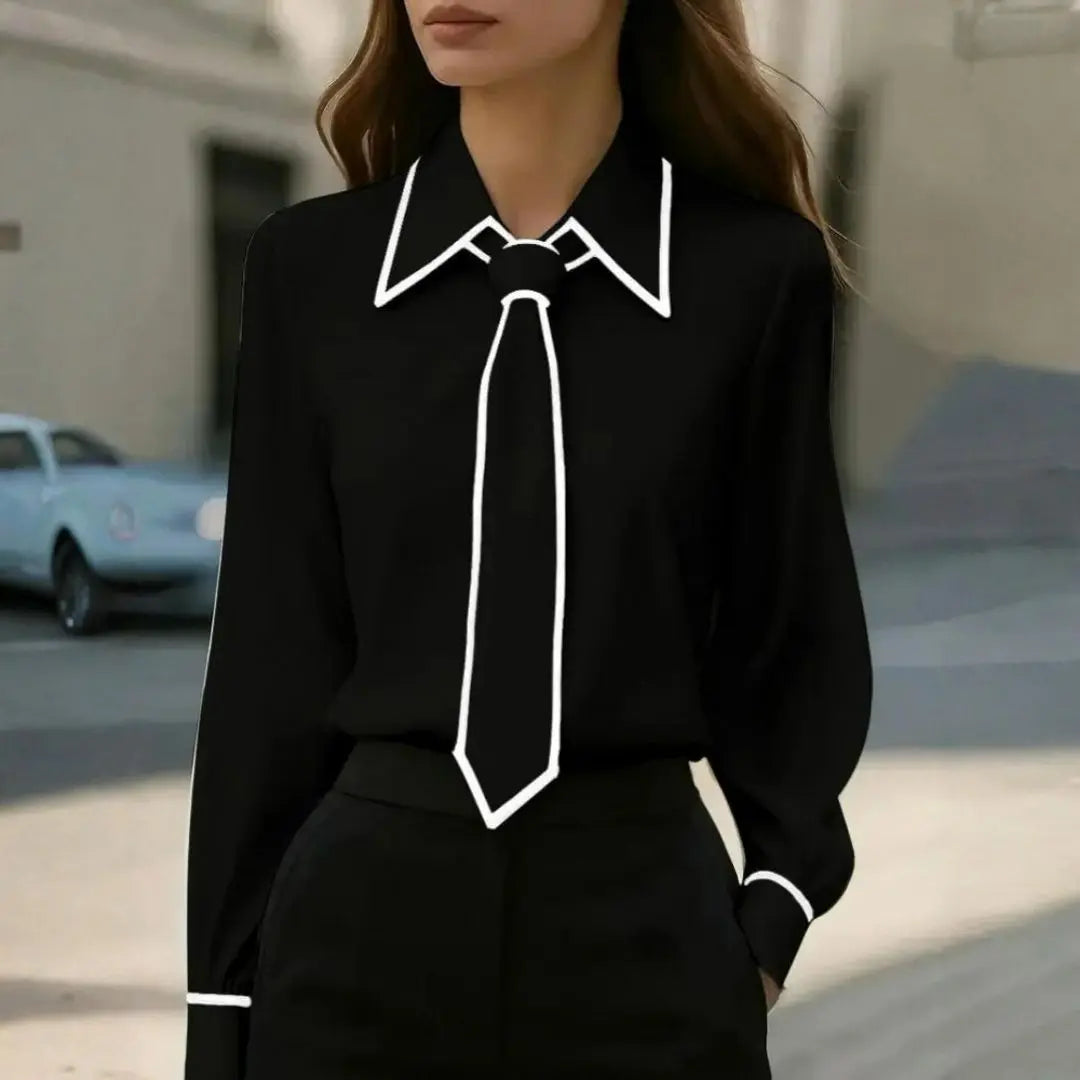 Monaco Contrast Women's Tie Blouse
