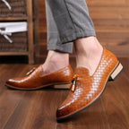 Valtieri Men's Woven Leather Tassel Loafers