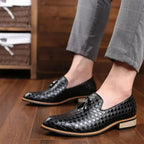 Valtieri Men's Woven Leather Tassel Loafers