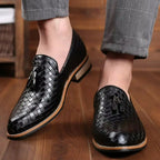 Valtieri Men's Woven Leather Tassel Loafers