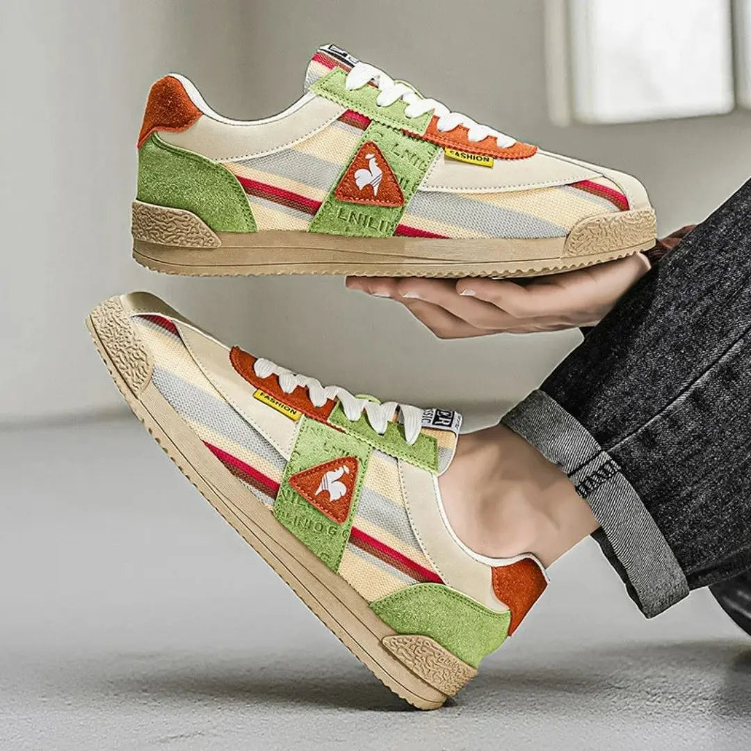 Jensen Retro Suede and Mesh Multicolor Sneakers - Vintage Streetwear Shoes