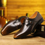 Lombardi Men's Italian Leather Monk Strap Loafers