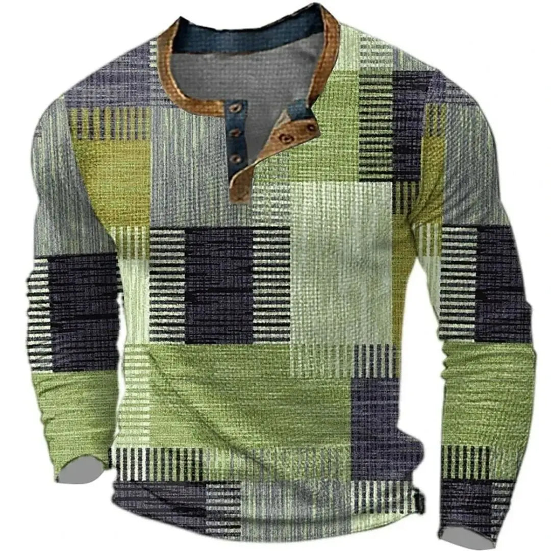Men's Breathable Patchwork Long-Sleeve Shirt