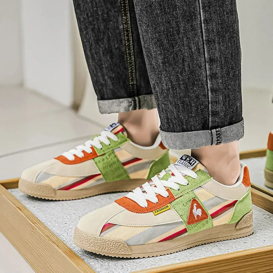 Jensen Retro Suede and Mesh Multicolor Sneakers - Vintage Streetwear Shoes