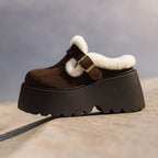 Emery Women's Suede Shearling Platform Clogs