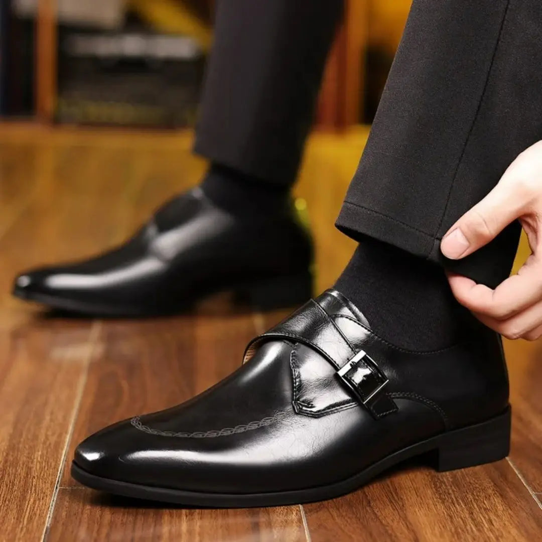 Lombardi Men's Italian Leather Monk Strap Loafers