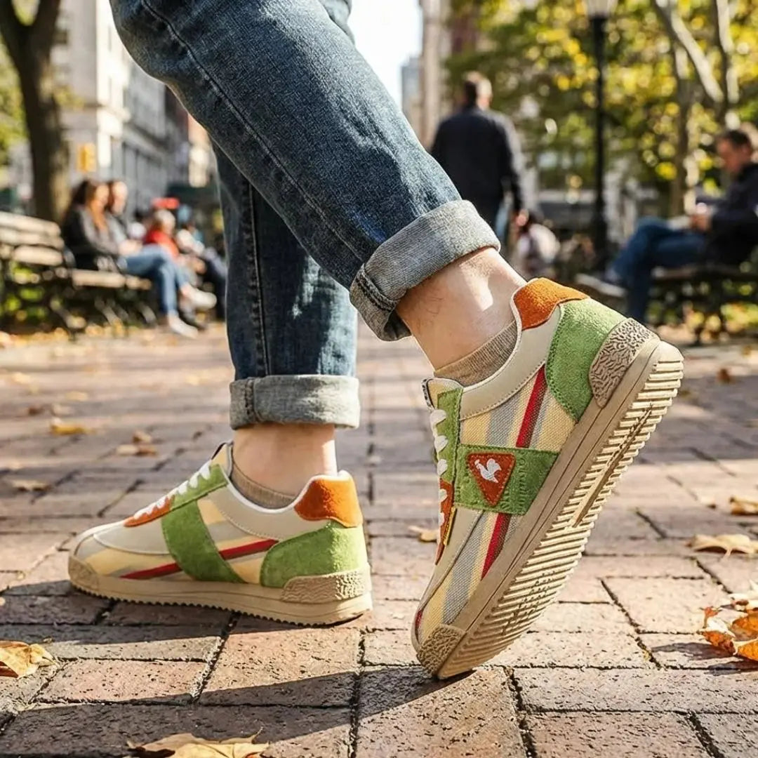 Jensen Retro Suede and Mesh Multicolor Sneakers - Vintage Streetwear Shoes