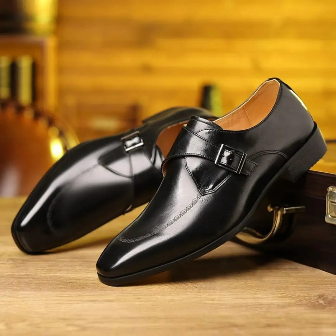 Lombardi Men's Italian Leather Monk Strap Loafers