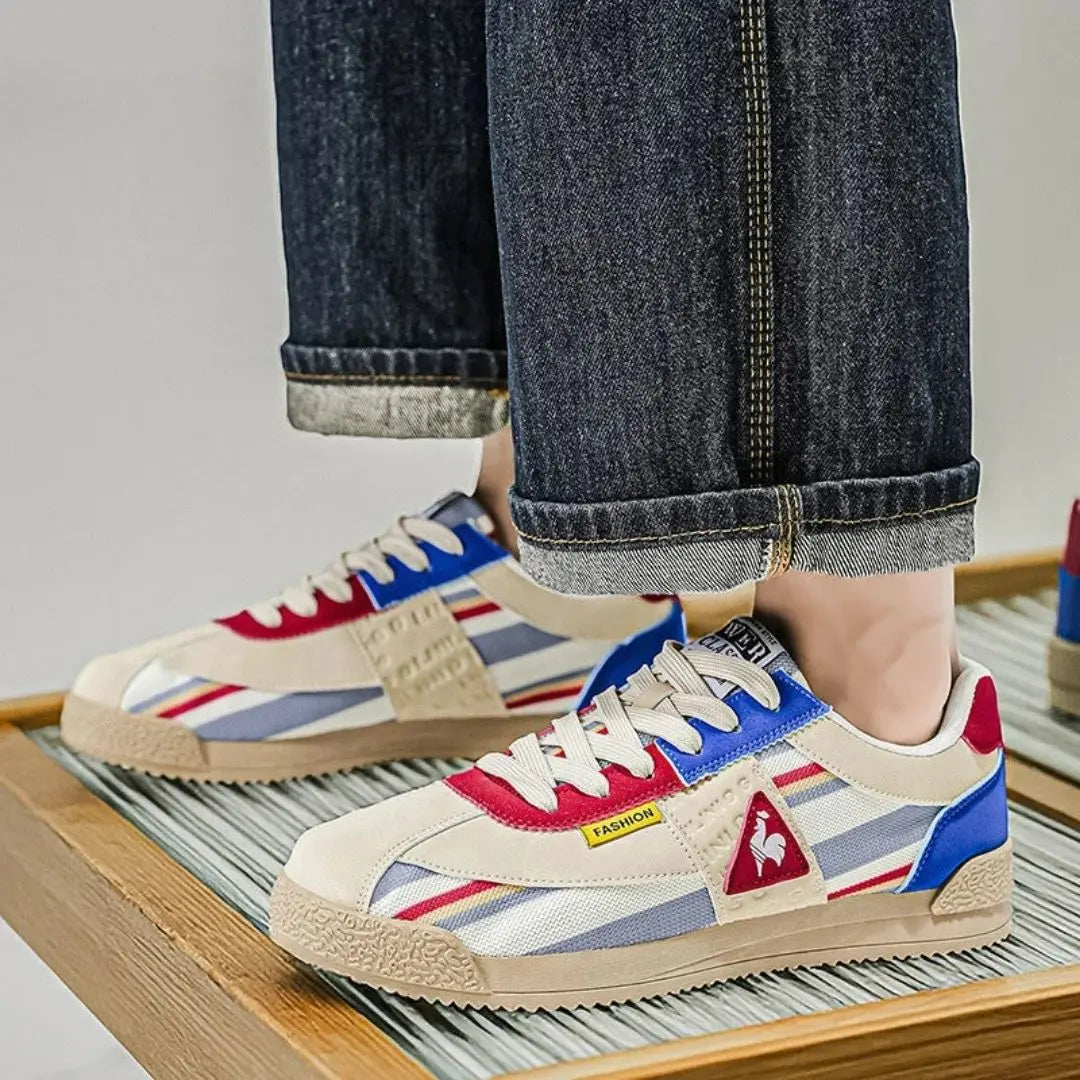 Jensen Retro Suede and Mesh Multicolor Sneakers - Vintage Streetwear Shoes