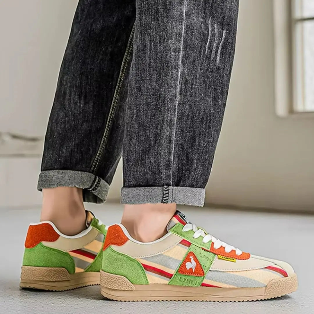 Jensen Retro Suede and Mesh Multicolor Sneakers - Vintage Streetwear Shoes