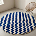 Moroccan rug Round Blue Beni ouarain Handmade wool carpet custom