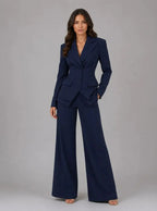 Lara - Women's Tailored Two-Piece Suit – Cinched Waist & Wide-Leg Trousers