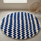 Moroccan rug Round Blue Beni ouarain Handmade wool carpet custom
