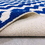 Moroccan rug Round Blue Beni ouarain Handmade wool carpet custom