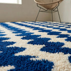 Moroccan rug Round Blue Beni ouarain Handmade wool carpet custom