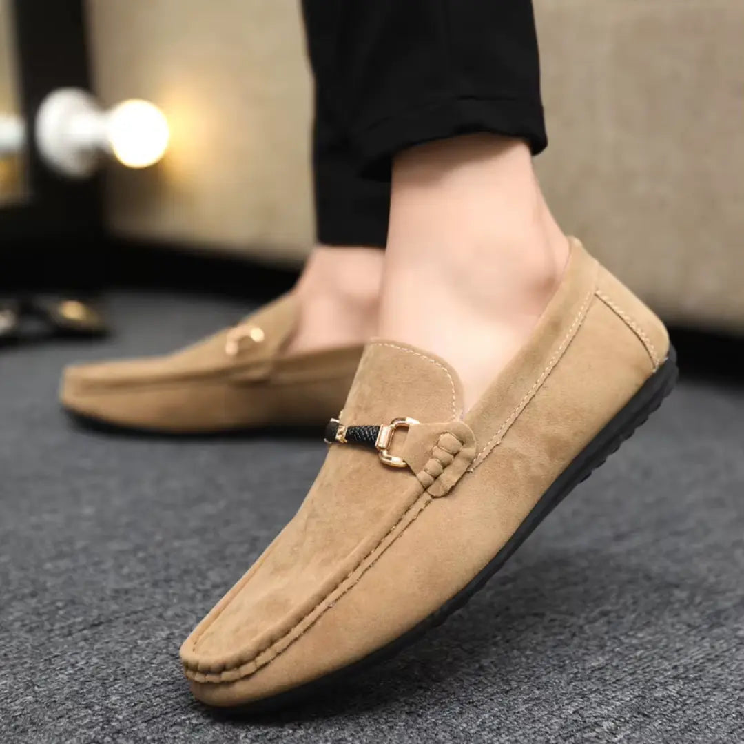 Bellano Men's Suede Buckle Loafers
