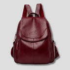 Women's Anti-Theft Embossed Leather Backpack