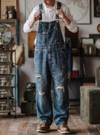 Men's Artisan Distressed Denim Bib Overalls