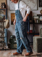 Men's Artisan Distressed Denim Bib Overalls