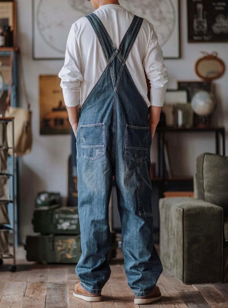 Men's Artisan Distressed Denim Bib Overalls