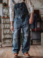 Men's Artisan Distressed Denim Bib Overalls
