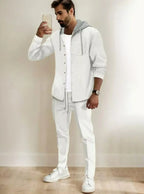 Athleisure Men's Waffle Hooded Jacket Set